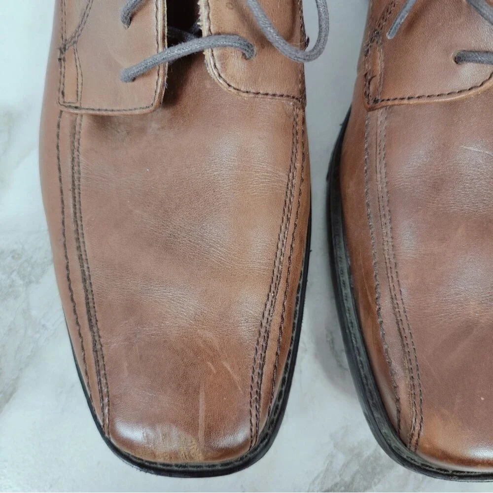 Dockers Men's Brown Leather Bicycle Toe Lace Up Oxford Dress Shoes, Sz 12